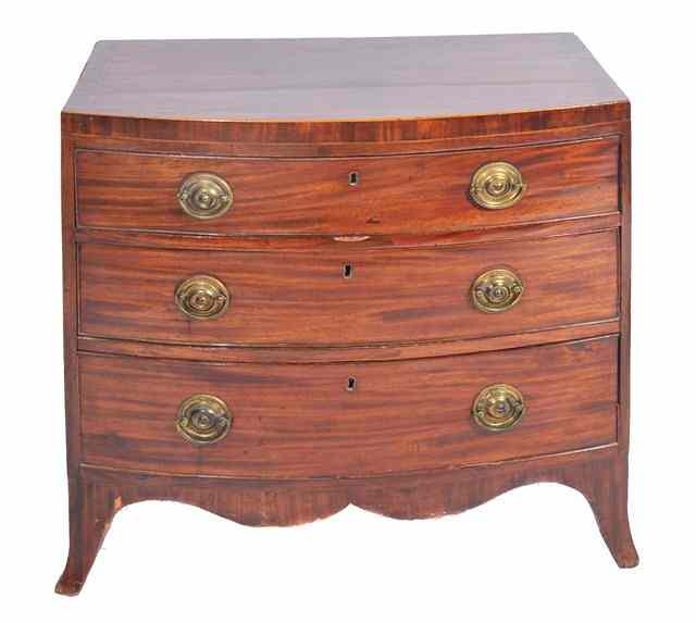 Appraisal: A GEORGE III SMALL 'CADDY TOP' MAHOGANY CHEST of three