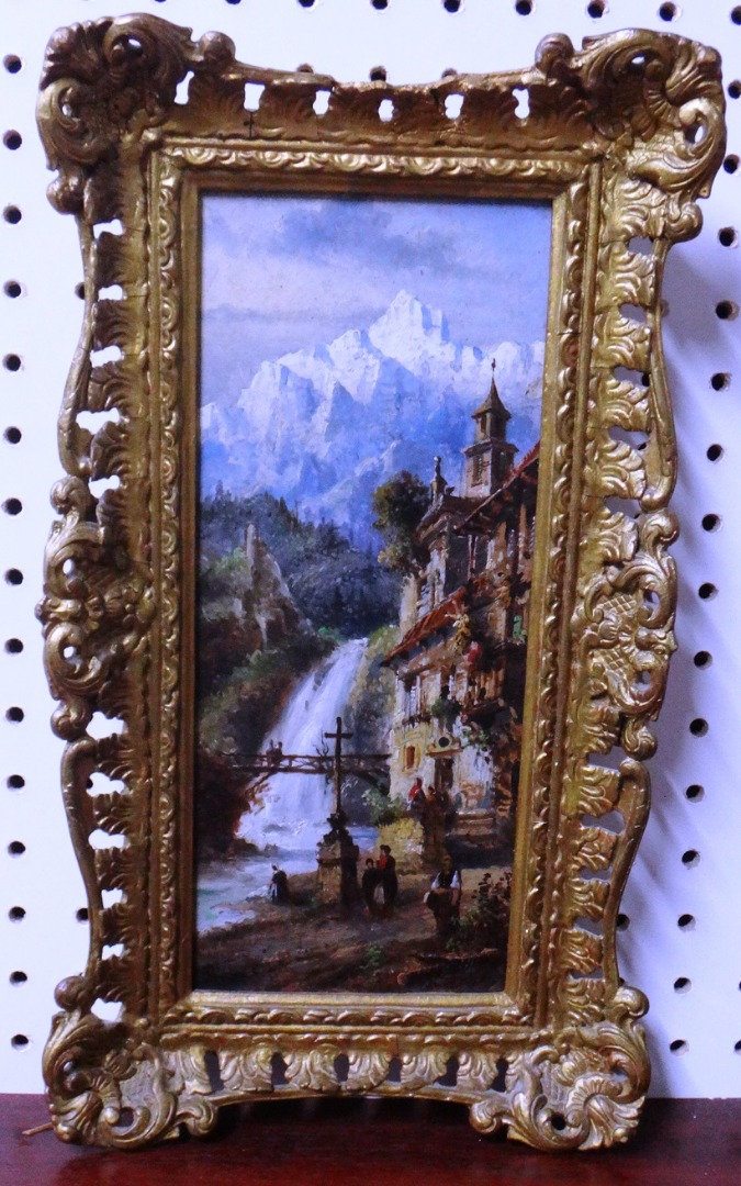 Appraisal: Felice A Rezia fl - An Alpine town oil on