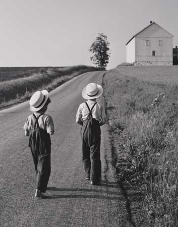 Appraisal: TICE GEORGE - Two Amish Boys Lancaster PA Selenium-toned silver