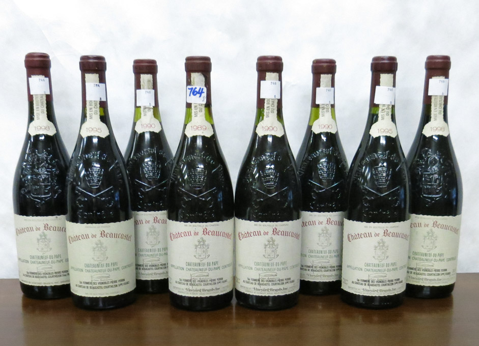 Appraisal: EIGHT BOTTLES OF VINTAGE FRENCH RED RHONE WINE Chateau de