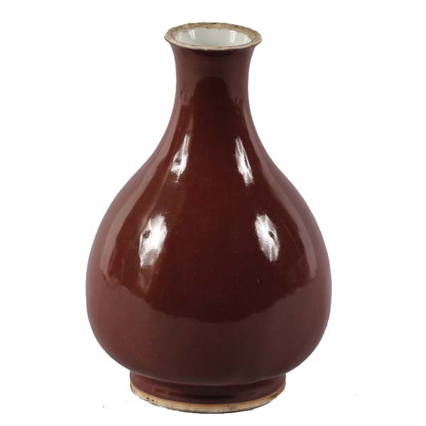 Appraisal: Chinese Sang de Boeuf glazed porcelain yuhuchun pear shape vase