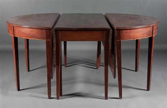 Appraisal: Federal inlaid mahogany three-part drop-leaf banquet table Maryland circa middle