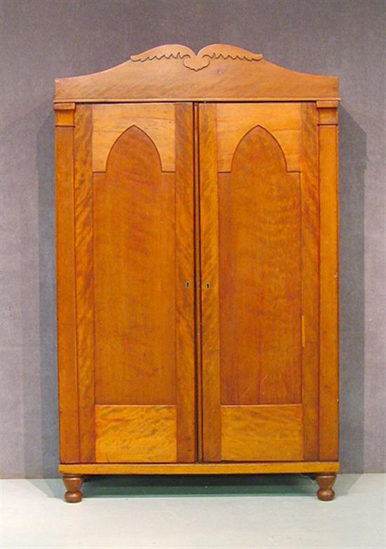 Appraisal: Four Piece Country Gothic Wardrobe Circa - Cherry and figured