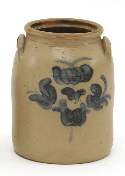 Appraisal: THREE-QUART STONEWARE JAR American th CenturyWith cobalt blue decoration of