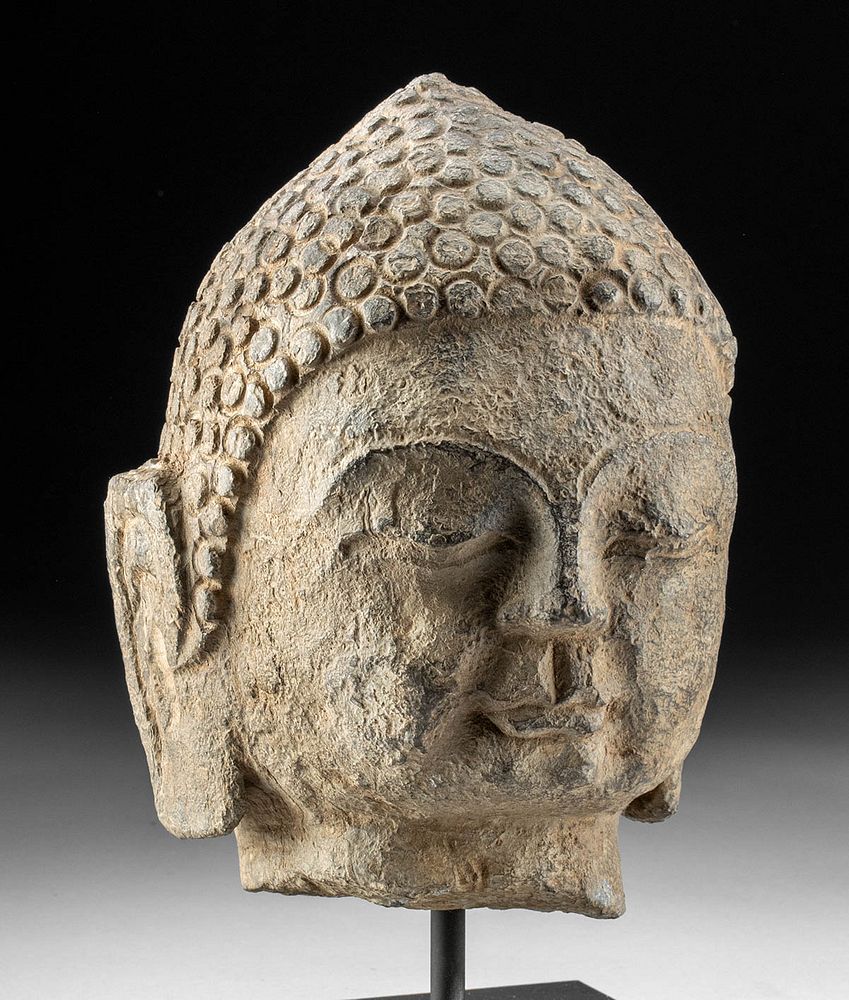 Appraisal: Chinese Northern Qi Stone Buddha Head East Asia China Northern