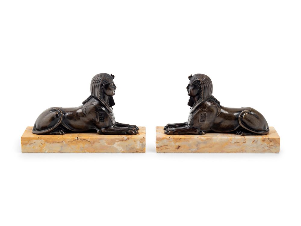 Appraisal: A Pair of Empire Style Cast Bronze Sphinx-Form Bookends A