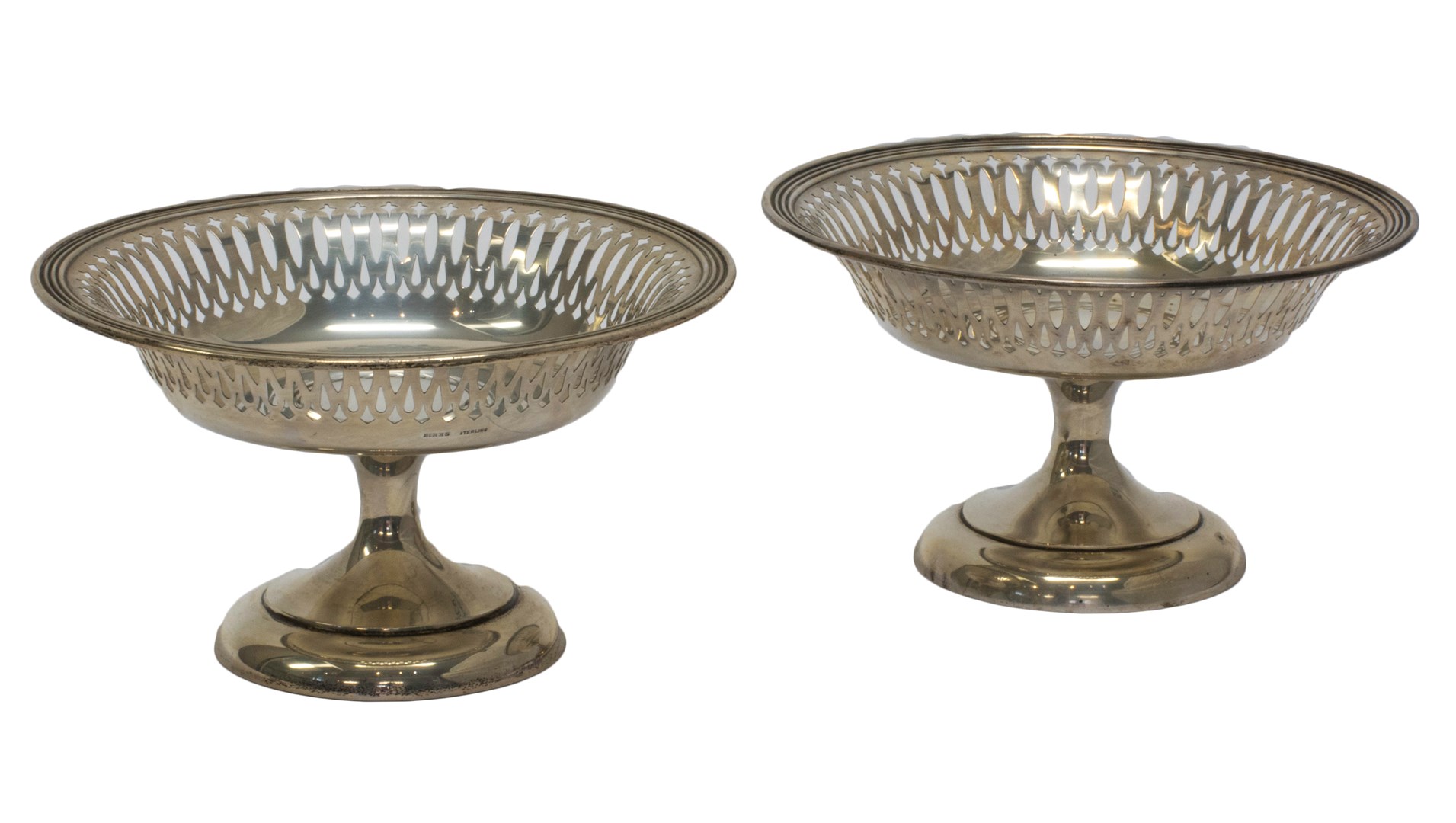 Appraisal: A pair of Sterling circular pedestal bowls each with pierced