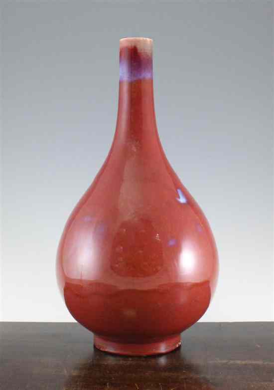 Appraisal: A large Chinese flambe glazed bottle vase Qianlong mark but