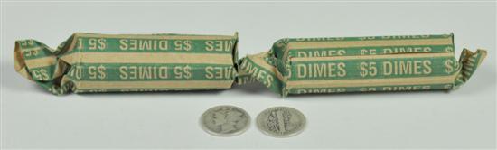 Appraisal: Two Rolls of Mercury Dimes coins total Dates range -