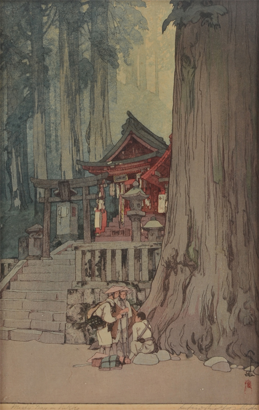 Appraisal: HIROSHI YOSHIDA WOODBLOCK ''Misty Day in Nikko'' sight size ''