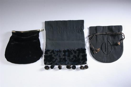 Appraisal: THREE BLACK VELVET PURSES Late th- early th century One