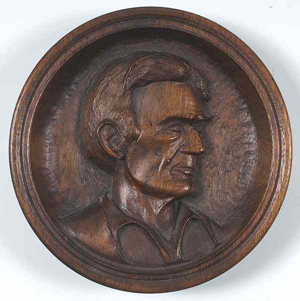 Appraisal: Political Americana - Lincolniana Abraham Lincoln Walnut Folk Art Plaque