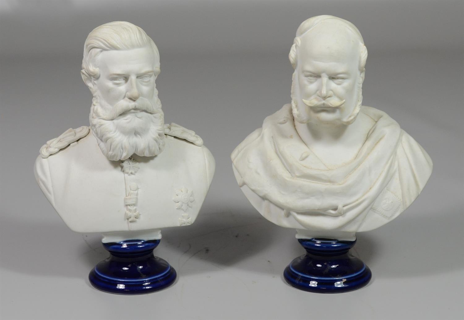 Appraisal: Pr KPM Parian porcelain busts on round blue glazed socle