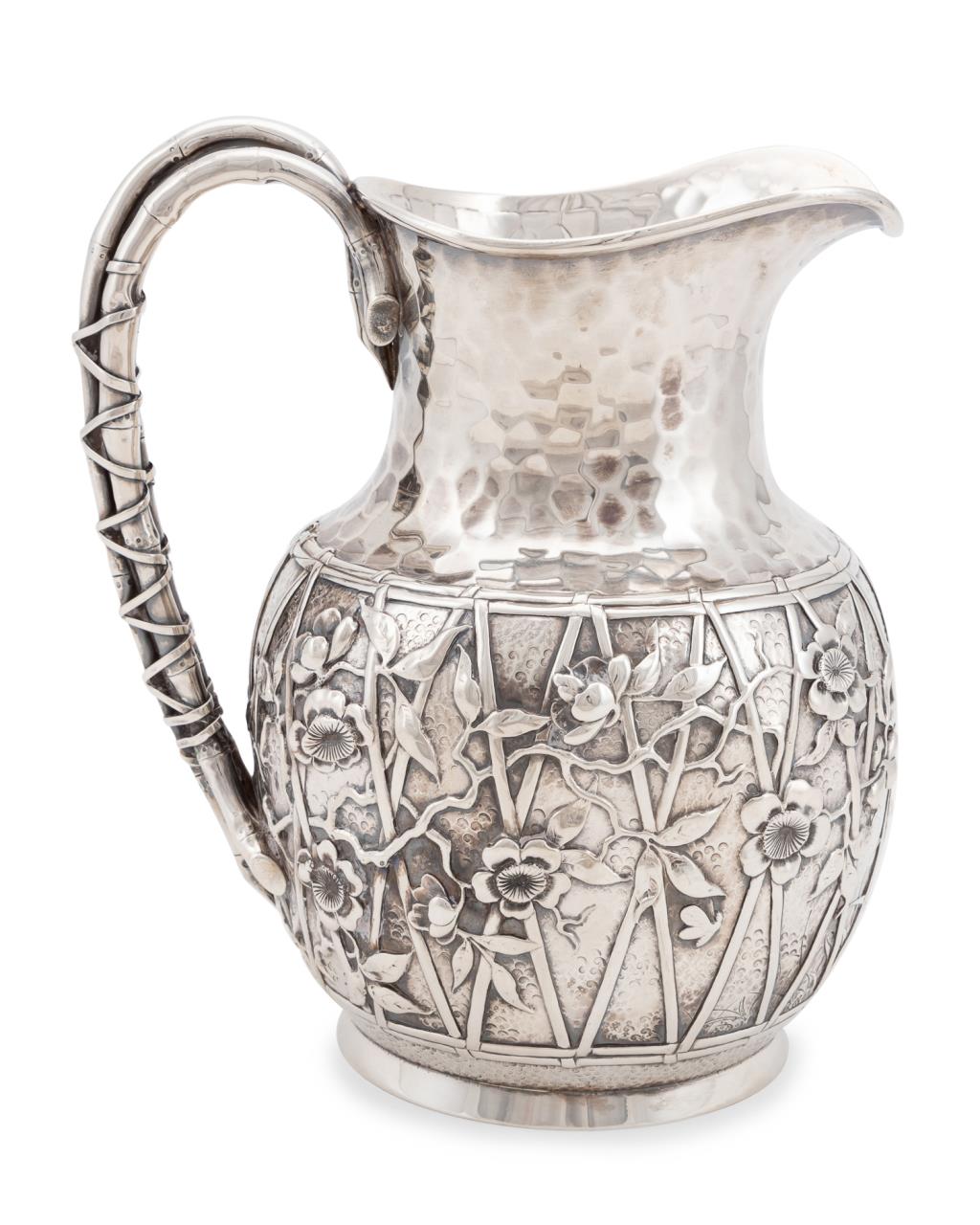 Appraisal: WILLIAM WILSON AND SON STERLING JAPONESQUE PITCHER William Wilson and