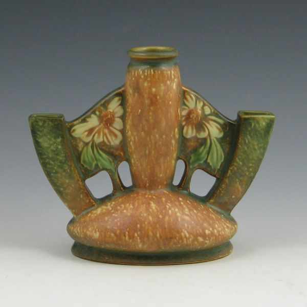 Appraisal: Roseville Dahlrose - '' winged triple bud vase Marked with