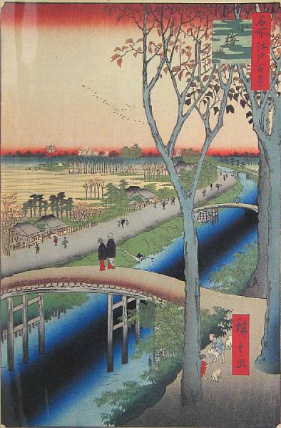 Appraisal: A group of eight reproductions after Hiroshige from the series