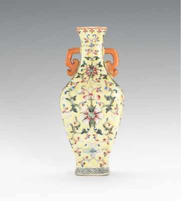 Appraisal: A Small Chinese Porcelain Vase Square section baluster shape vase