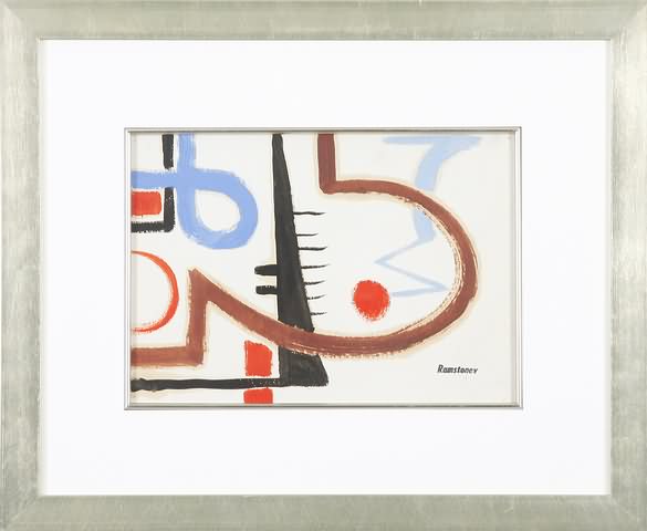 Appraisal: Modernist composition watercolor and gouache x sight stamped LR Artist