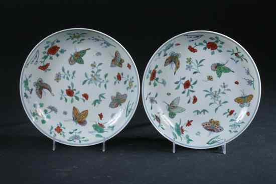 Appraisal: PAIR CHINESE DOUCAI PORCELAIN PLATES Qianlong Period Painted to depict