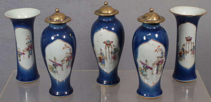 Appraisal: Chinese export porcelain pc garniture set in a powdered blue