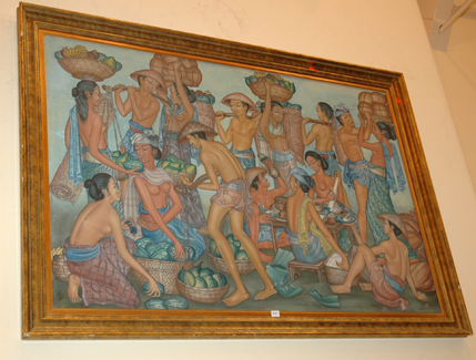 Appraisal: LARGE BATIKI PAINTING