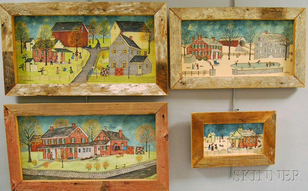 Appraisal: Dolores Hackenberger Pennsylvania b Four Winter Town Scenes Signed l