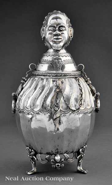 Appraisal: A Monumental South American Figural Mat Pot and Cover th