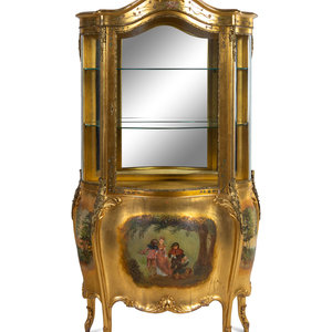 Appraisal: A Louis XV Style Gilt Bronze Mounted Giltwood Vitrine Cabinet