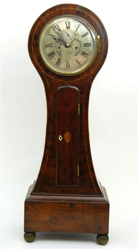 Appraisal: REGENCY MAHOGANY MINIATURE DRUMHEAD CLOCK with later movement the silvered