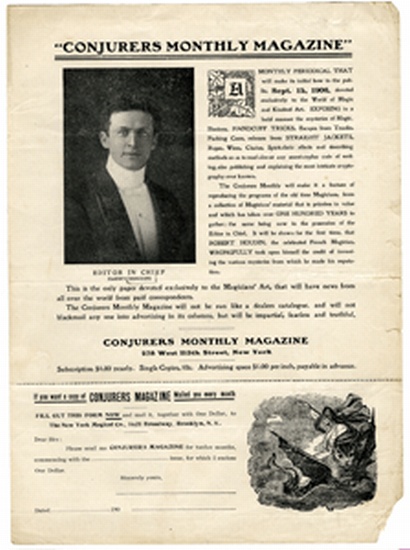 Appraisal: HOUDINI Harry Ehrich WEISS - Letterpress subscription form for Conjurers