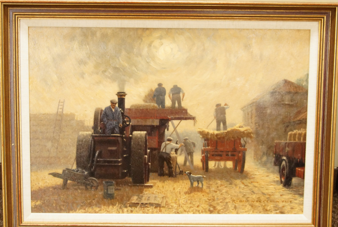 Appraisal: Robin Wheeldon b 'Steam Threshing' oil on board signed and