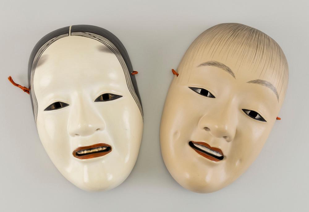 Appraisal: TWO JAPANESE CERAMIC NOH MASKS TH CENTURY HEIGHTS LENGTHS TWO