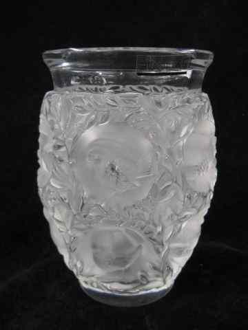 Appraisal: Lalique French Crystal Bagatelle Vase frosted intaglio bird foliage decor