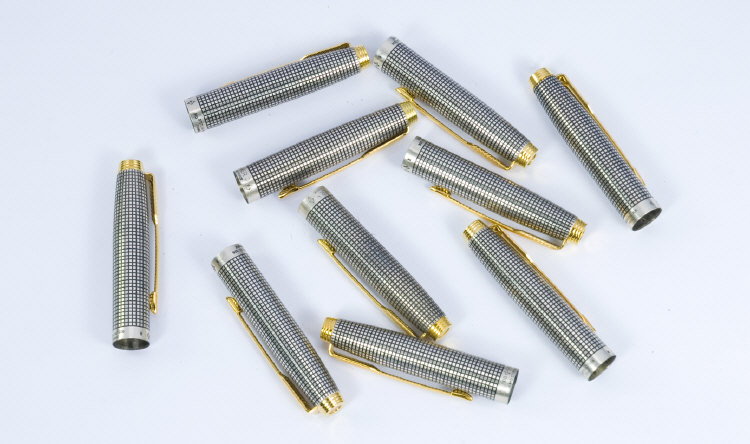 Appraisal: Parker Cisele Sterling silver mint caps with clips and inner