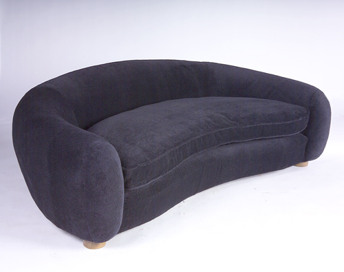 Appraisal: JEAN ROYERE Polar Bear overstuffed sofa upholstered in plush navy