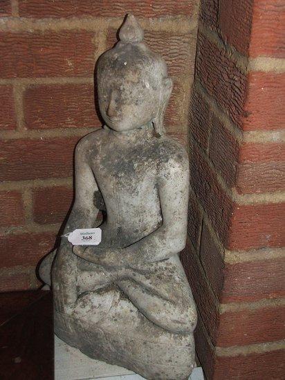 Appraisal: AN ANTIQUE MARBLE FIGURE of a bhudda seated on a