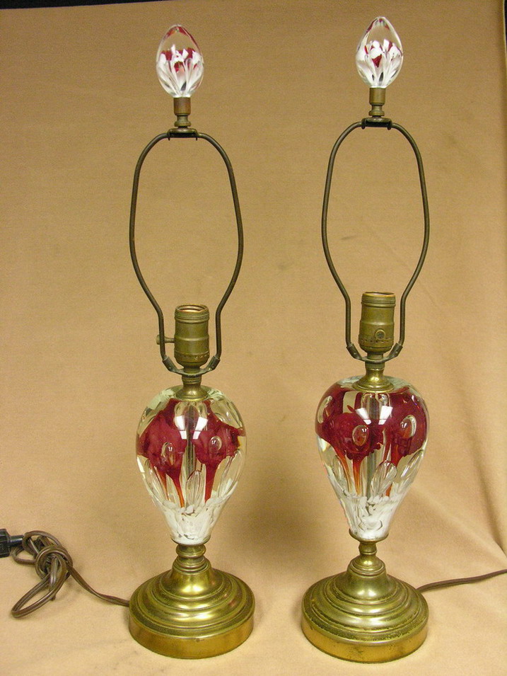 Appraisal: S ST CLAIR PAPERWEIGHT LAMPS Dated Size