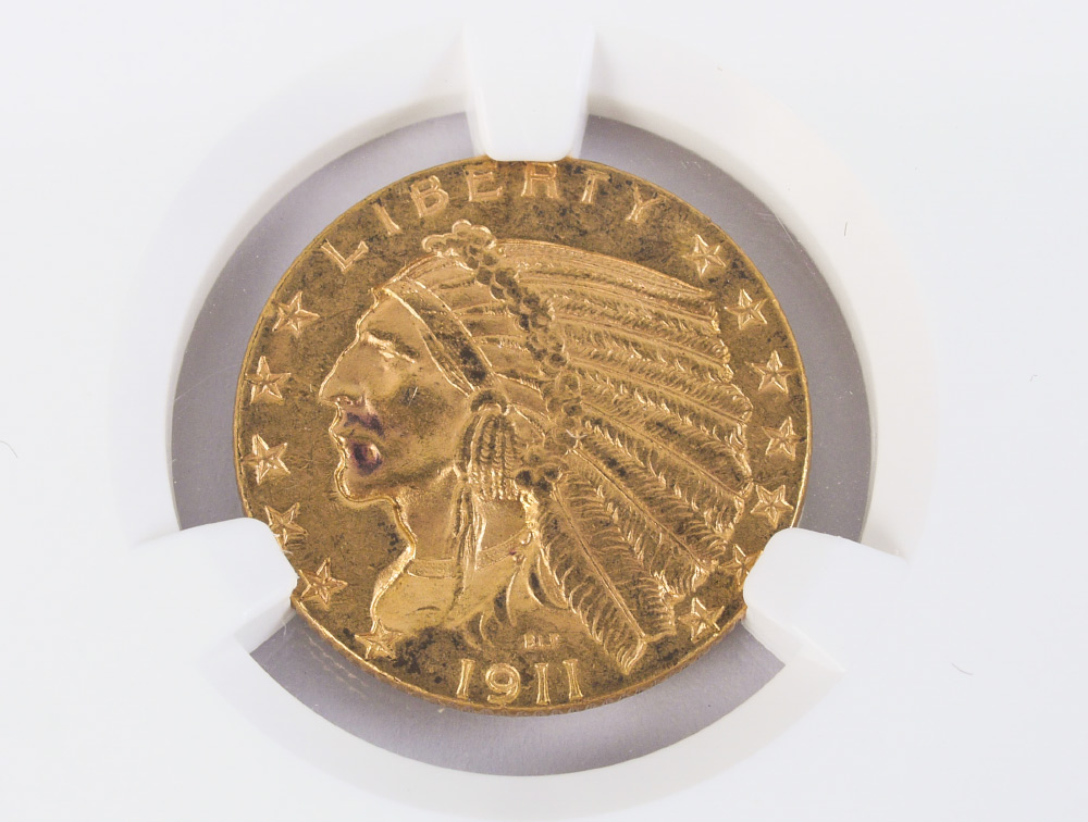 Appraisal: US INDIAN HEAD GOLD COIN Slabbed and graded NGC MS