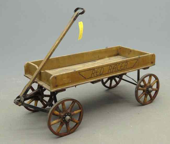 Appraisal: C Red Racer Wagon wood with break broken