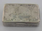 Appraisal: A Russian silver snuff box with engraved urban views Moscow