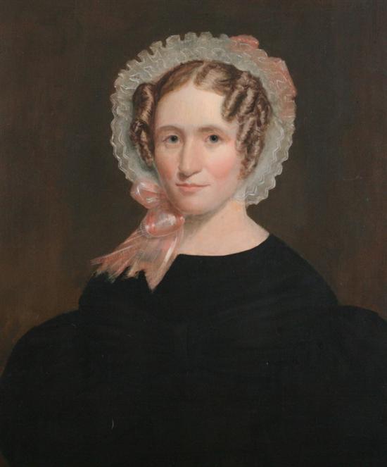 Appraisal: AMERICAN SCHOOL th century PORTRAIT OF A LADY WITH BONNET