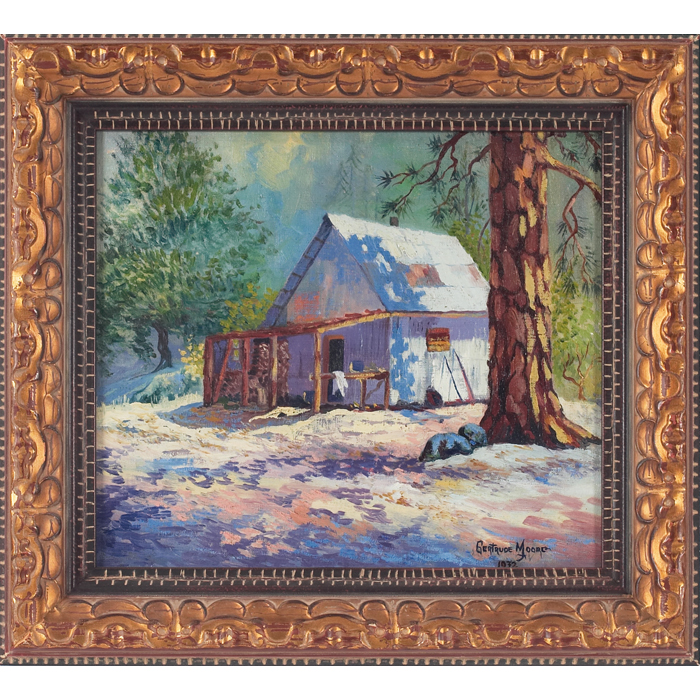 Appraisal: Gertrude Herdle Moore American th century ''Cabin '' oil on