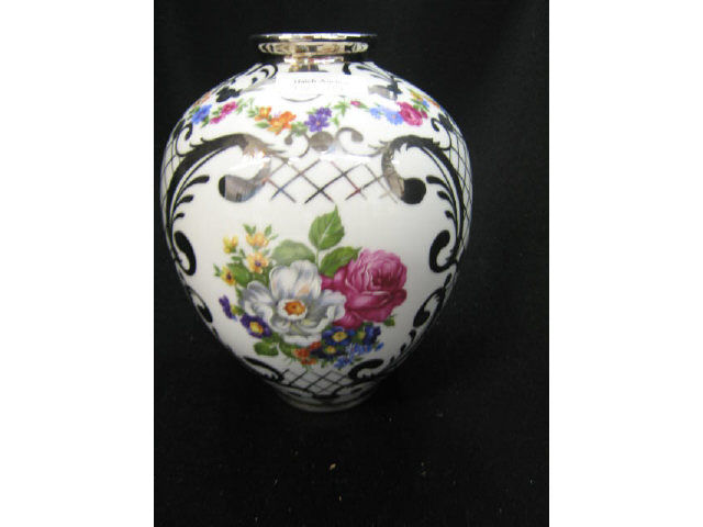 Appraisal: Silver Overlay Porcelain Vase floral trim