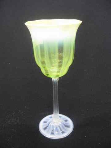 Appraisal: Tiffany Favrile Pastel Art Glass Wine Goblets '' scarce lime