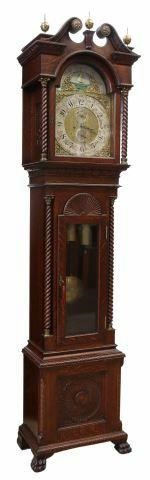 Appraisal: American oak-cased grandfather clock Theodore B Starr New York swan's