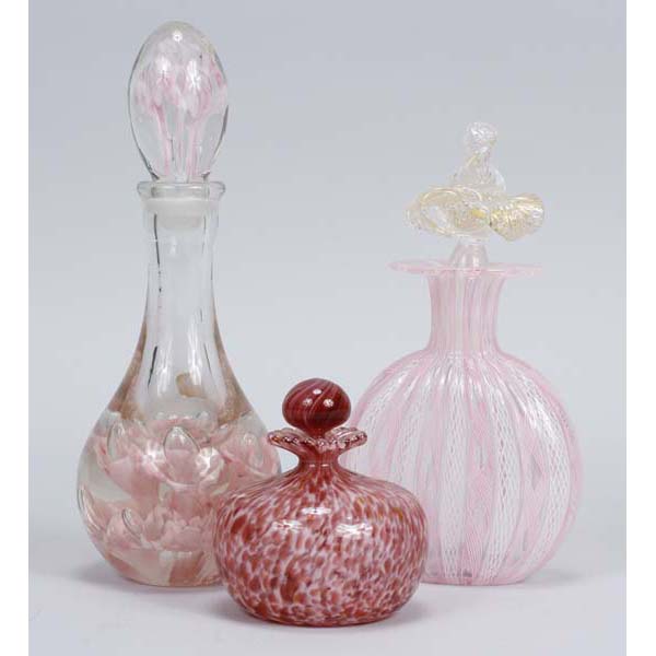 Appraisal: Group of Perfume Bottles in Pink and White Includes one