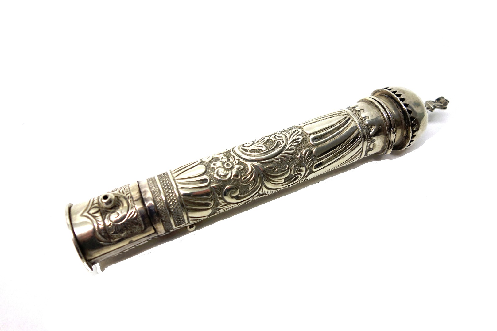 Appraisal: A Victorian silver container of cylindrical form possibly a Torah