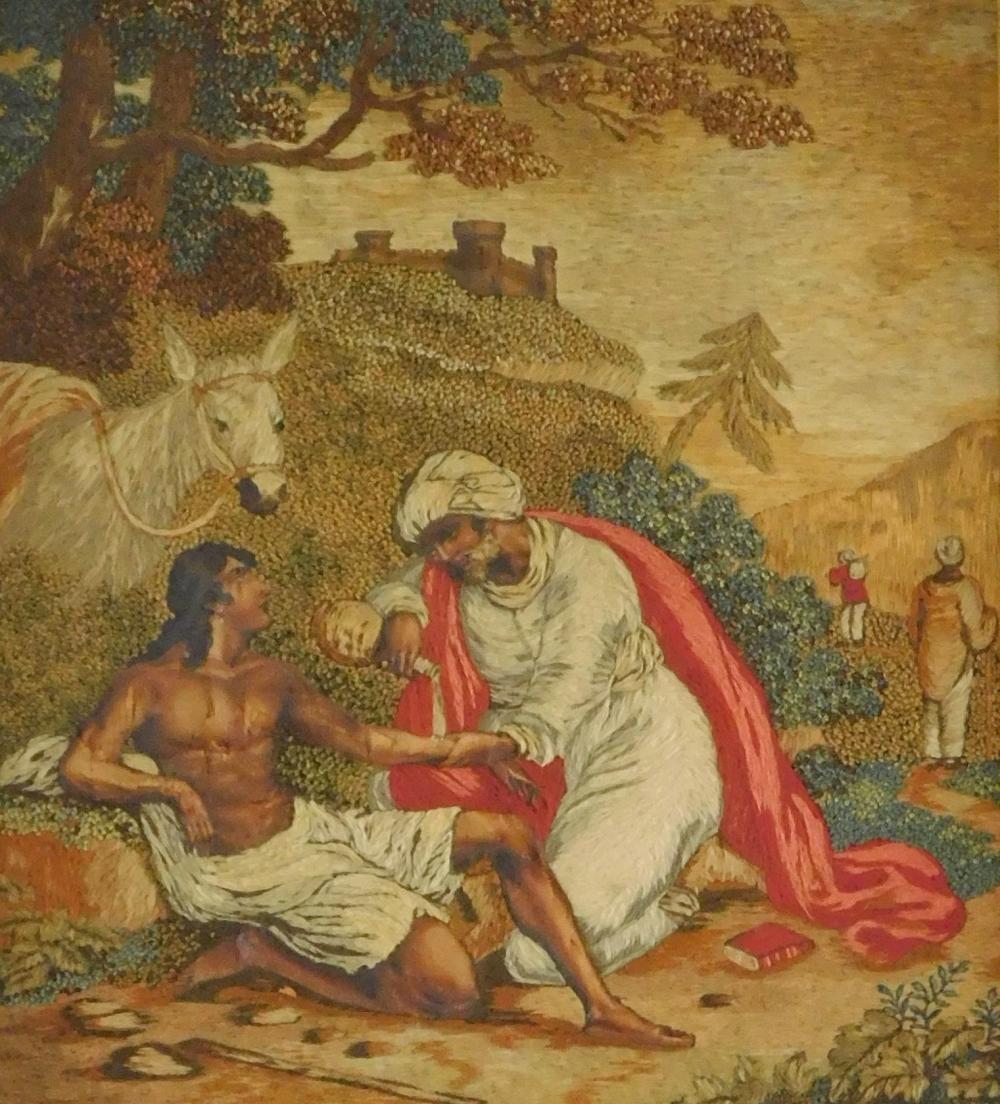 Appraisal: The Good Samaritan c - English or American embroidered picture