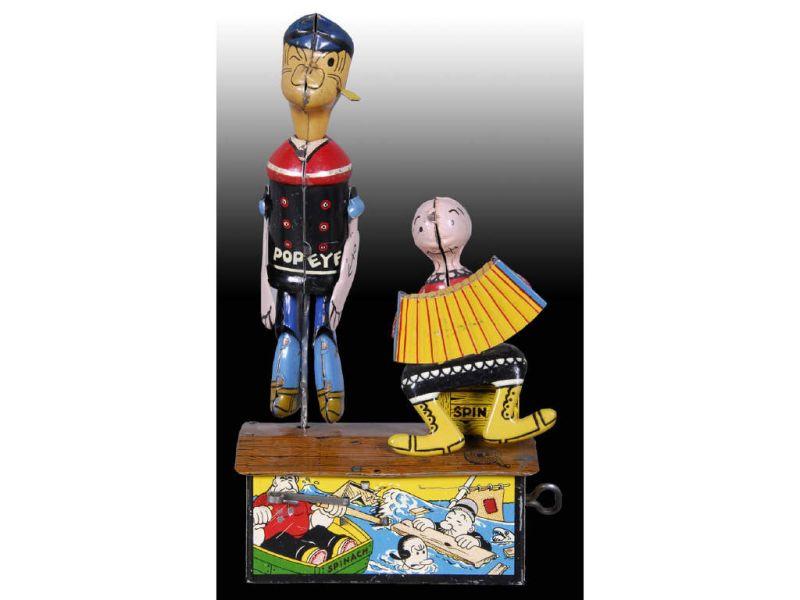 Appraisal: Popeye Olive Oyl Wind-Up Jiggers Roof Toy Description '' T