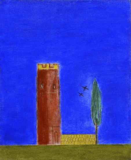 Appraisal: Craigie Aitchison - Tower Castelnuovo oil on canvas x mm